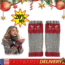 Women's Fingerless Gloves-Cat Embroidery Knitted ,Winter Warming,Fashion,Casual