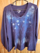 Women's Jr's Long Sleeve Blue Snowflake SparklyJust My Size Plus Size 3X
