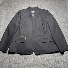 Chico's Sz 3 Black Blazer Open Front Lined Long Sleeve Preppy Casual
