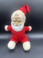 Christmas Santa Claus Rubber Face Plush Stuffed Doll 1950 s Vintage Japan