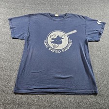 San Diego Padres Shirt Tee Mens Large Blue MLB Baseball Swinging Friar 90s