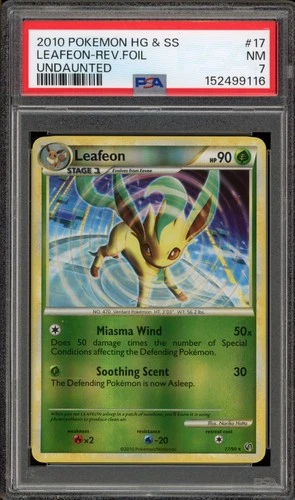 Pokemon Leafeon Undaunted Reverse Holo Rare #17 PSA 7