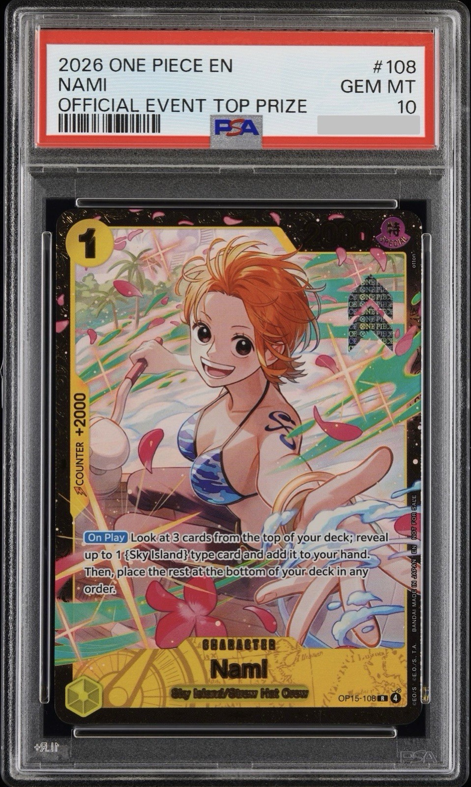 2026 ONE PIECE NAMI REGIONALS SEASON 2 TOP 64 PROMOS #108 PSA 10 PRIZE CARD
