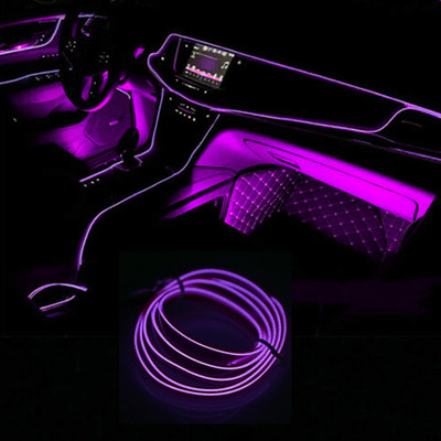 2M Line Purple LED Car Auto Interior Decor Atmosphere Wire Cold Light Strip Lamp