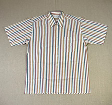 Vintage 1994 St Michael Striped Shirt Mens Large 16 Multicolour Short Sleeve UK