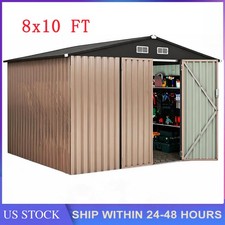 8x10 FT with Lockable Door Metal Outdoor Storage Shed, Garden Shed, Tool Shed