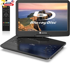 WONNIE 16.9" Portable Blu ray DVD Player with 14.1" 1080P HD Swivel Screen 4-5 H
