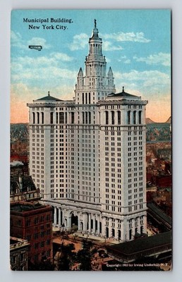 New York City NY, Municipal Building, City Hall Park, Park Row Vintage Postcard