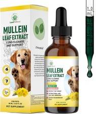 Mullein Lung Support Drops for Dogs Cats, Relieves Kennel Dry Wet Amber