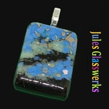Hand Crafted  Fused Glass Pendant W/Chain #1374