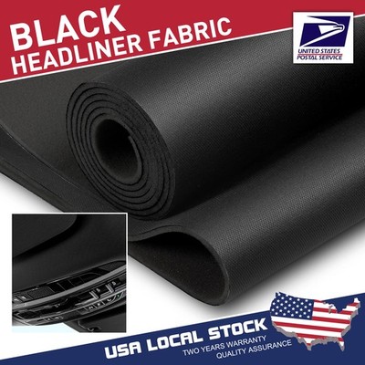 Black Flat Knit Headliner Fabric Foam Back Auto Roof Repair Upholstery Material