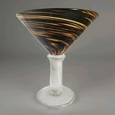Vintage Tortoise shell Glass Handblown Martini Glass Design. large  #2239