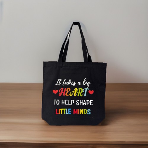 4 Pc Canvas Teacher Tote Book Bags for Teacher Appreciation Gifts 14 x 15 x 4 - Picture 2 of 2
