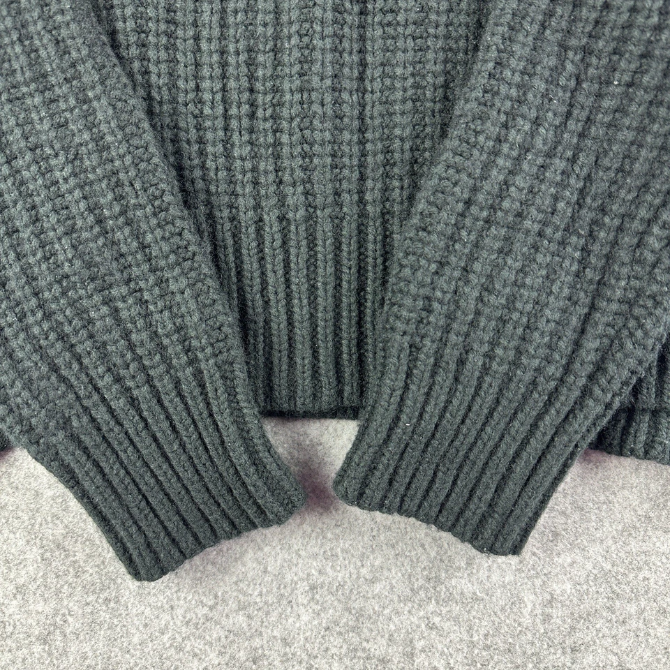 Madewell Mock Roll Neck Sweater Womens M Black Side Button Chunky Knit Pullover - Image 4 of 4