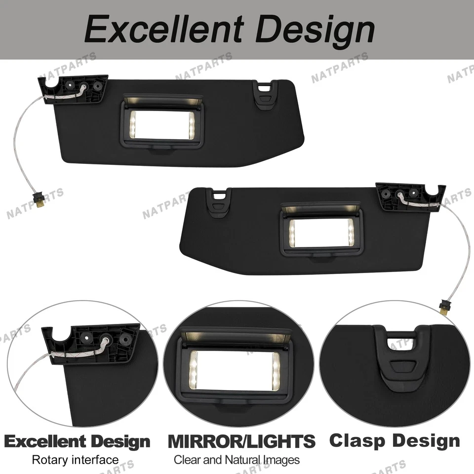 Pair Sun Visor W/ Light for18-23 JeepWrangler 20-23 JeepGladiator 6BR80TX7AQ - Image 3 of 4