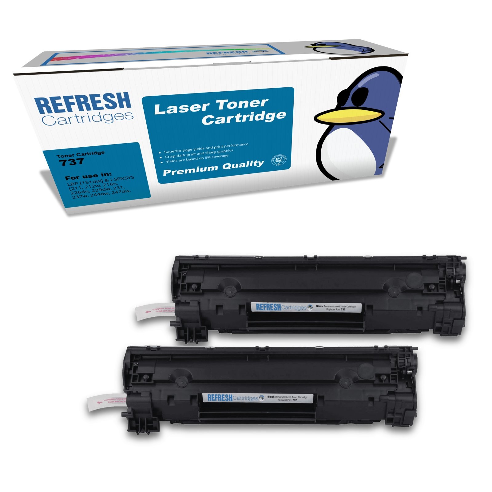 Refresh Cartridges Black #737 Toner Twin Pack Compatible With Canon Printers
