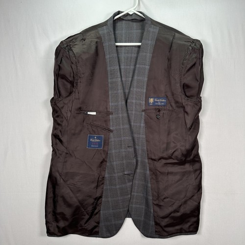 Brooks Brothers 1818 Madison Blazer Mens 48R Gray Windowpane Saxxon Wool USA - Picture 4 of 13