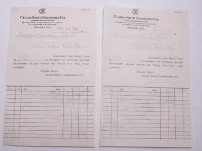 1928 Lamson Goodnow Clark Smith Hardware Co Peoria IL Handwritten Ephemera L290G