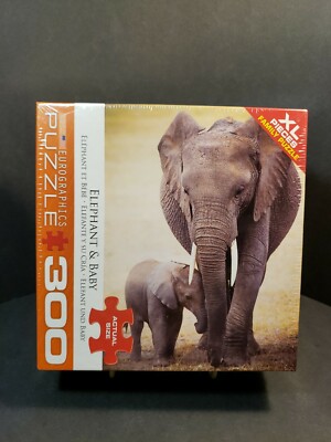 Eurographics Elephant & Baby 300 Pcs Puzzle XL Pieces 19 x 26  AWW BABY ELEPHANT