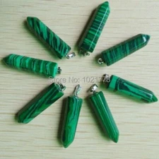 Artificial Malachite Stone 12pcs/lot Hexagonal Pillar Point Pendants DIY Jewelry