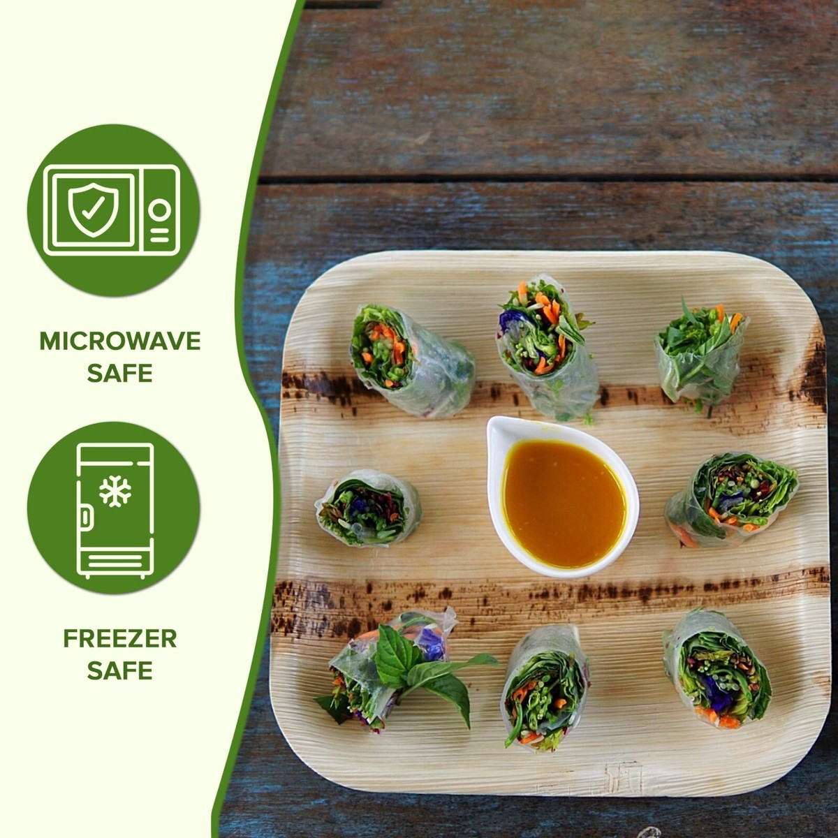 50-Pack Disposable 9" Square Palm Leaf Plates - Natural, Eco-Friendly, Biodegradable 5 thumbnail image