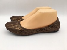 Lucky Brand Women's Erin Gold Snake Print Slip On Ballet Flats Size 8M