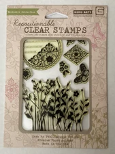 Hero Arts Cling Stamps Butterflies and Wildflowers Photopolymer Basic Grey