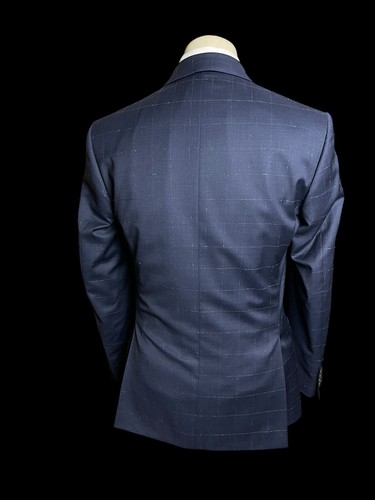 Simon Carter Navy Anzug 38R / W34x30 Guabello Italian Wool Check Wedding Business - Bild 9 von 17