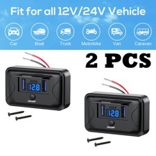 2X Dual USB 12V-24V QC3.0 PD Car Fast Charger Socket Power Outlet On-Off Switch