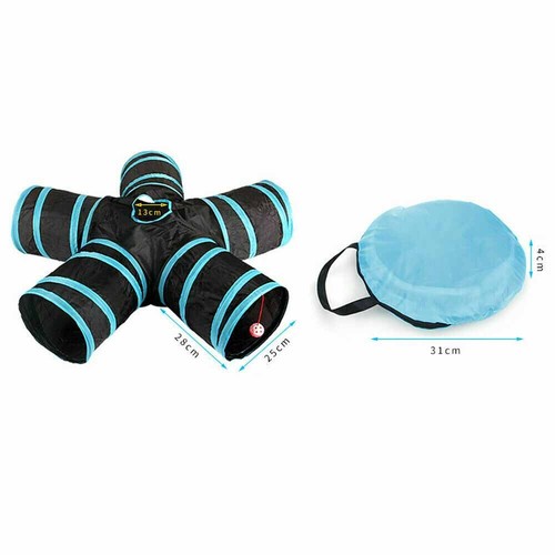 5 Way Pop Up Tunnel Tube Pet Cat Tunnel Rabbit Puppy Kitten Play Interactive Toy - Picture 12 of 20
