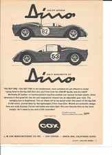 Cox Dino 206/SP Spyder  166/P Berlinetta GT Vintage Magazine Ad PHOTOCOPY
