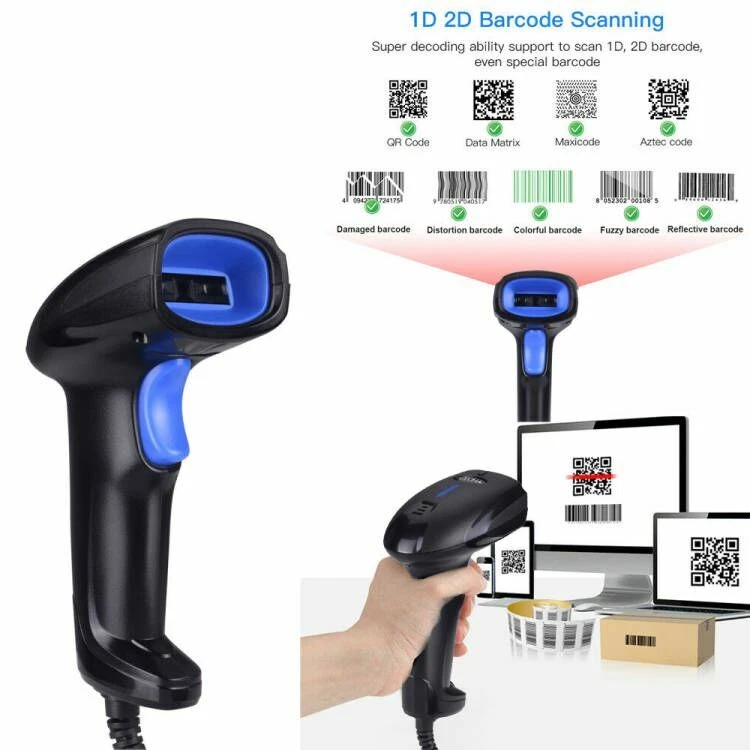 Handheld 1D/2D QR Bar Code Reader Scanning Gun USB Wired Barcode