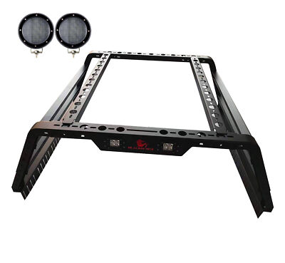 Black Horse OVERLAND Bed Rack Black w/5.3''LED fit 2001-2026 Chevy Silverado 1500