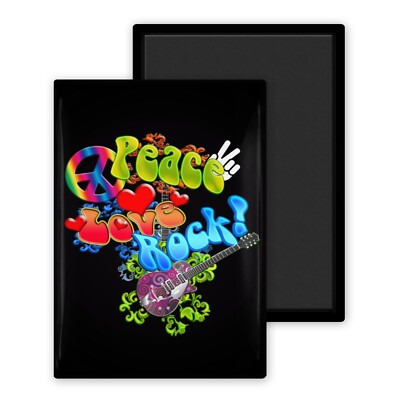 Peace Love Rock - Magnet personalisiert 54x78mm Foto Kühlschrank
