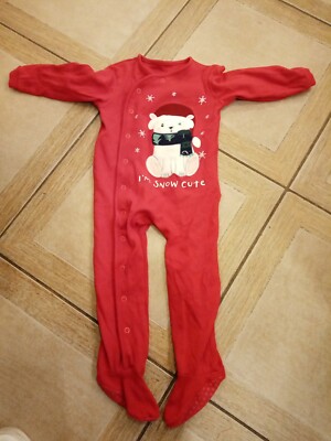 Roter Schlafanzug Schneemann Alter 12-18 Monate Weihnachten Winter
