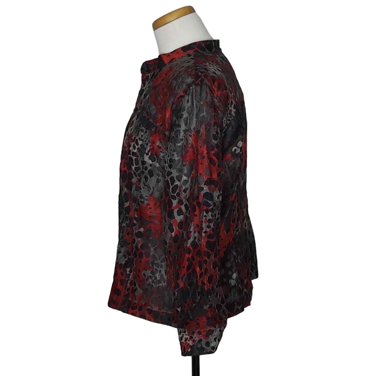 Ruby Rd. Semi Sheer Long Sleeve Leopard Print Zip… - image 8