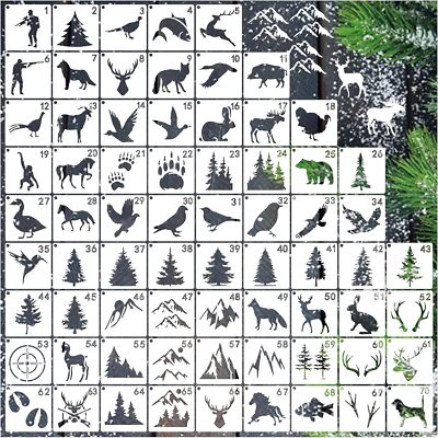 70pcs Wildlife Animal Stencils for Painting on Wood Burning Stencils and Patt...