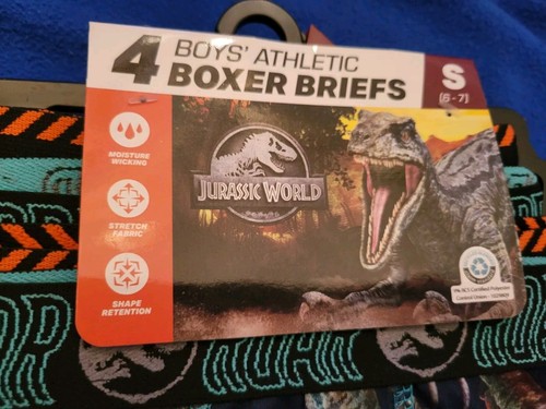 Jurassic World Boys 4 Pack Boxer Briefs Size S (6-7) NIP Dinosaurs - Picture 2 of 7