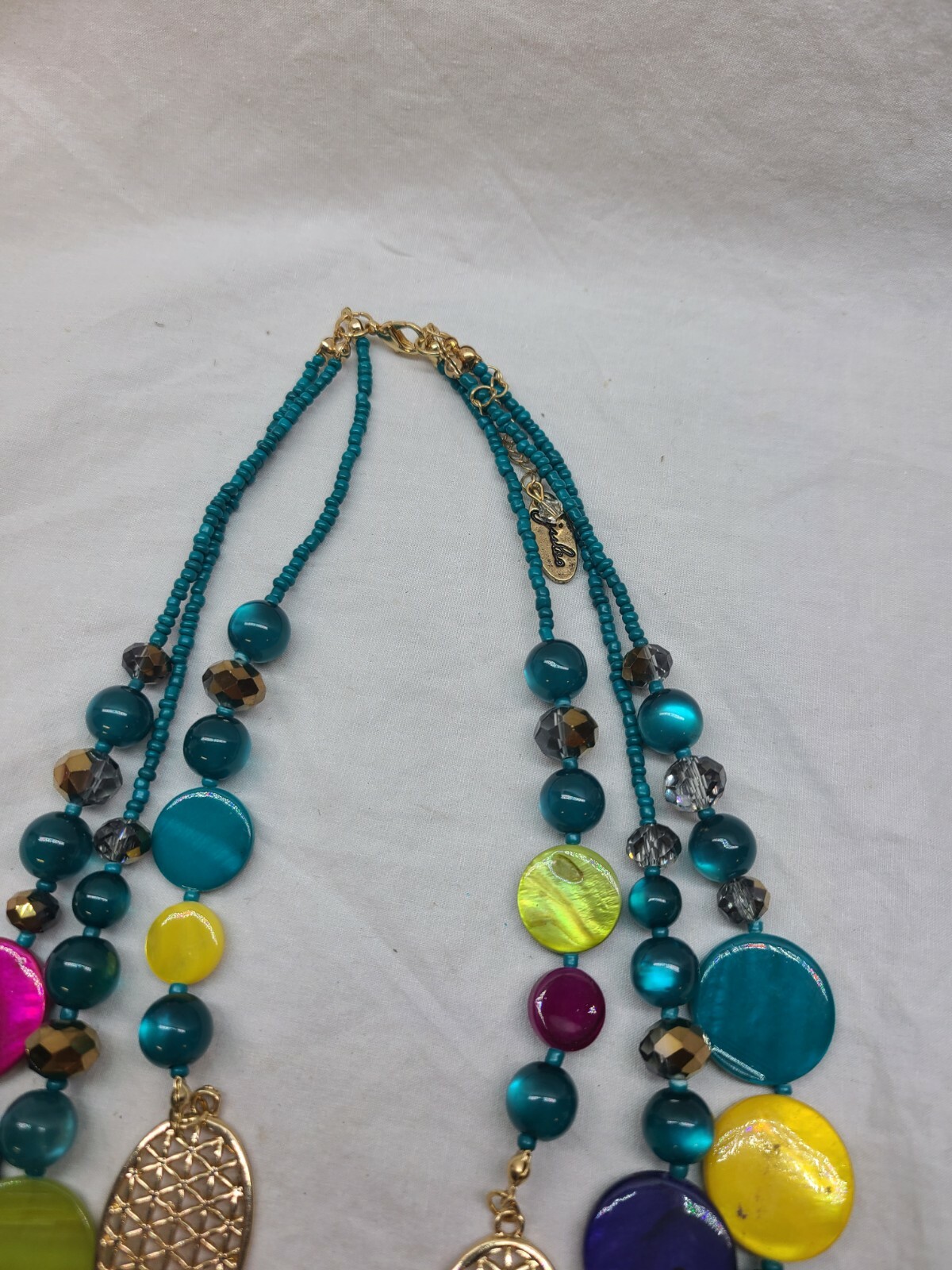 JULES Statement  Necklace 3 Layer multicolored st… - image 2