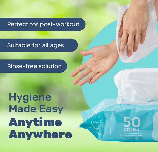 (50 x 4) 200 Pack Disposable Bathing Wipes No Rinse Free Single Use