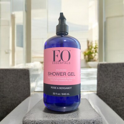 EO Essential Oils - ROSE & BERGAMOT - SHOWER GEL - 32 oz