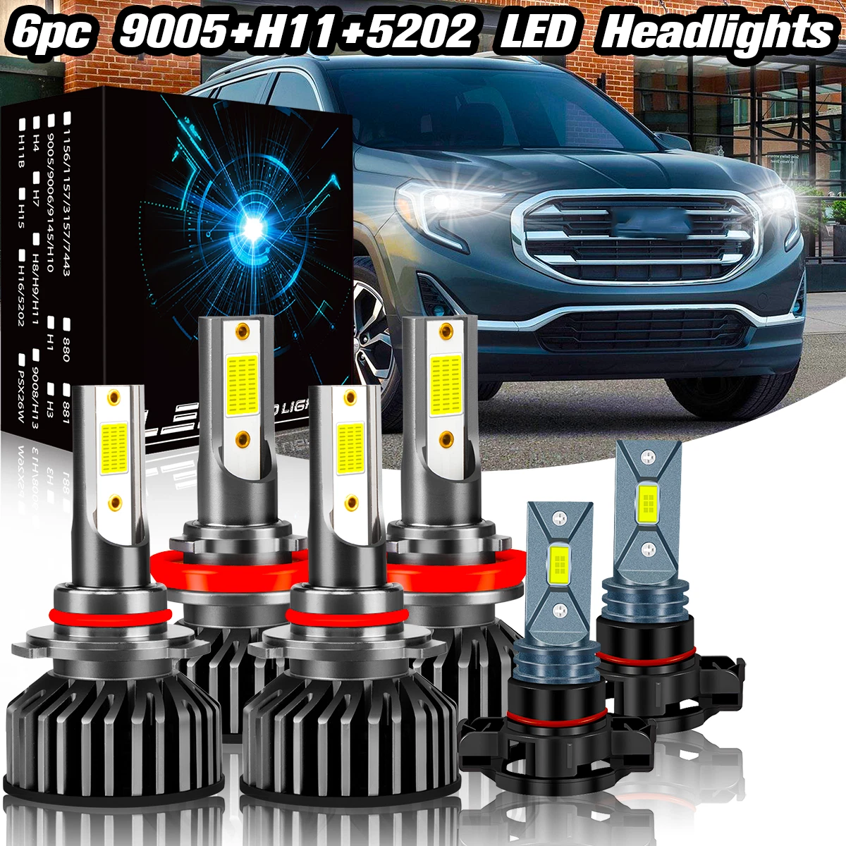 For Chevy Silverado 1500 2500HD 2007 2008-2015 LED Headlight Bulbs Fog Light A
