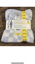 Saint Eve Youth 4pc Thermal PJ Set Blue Checker Print Size S 7/8