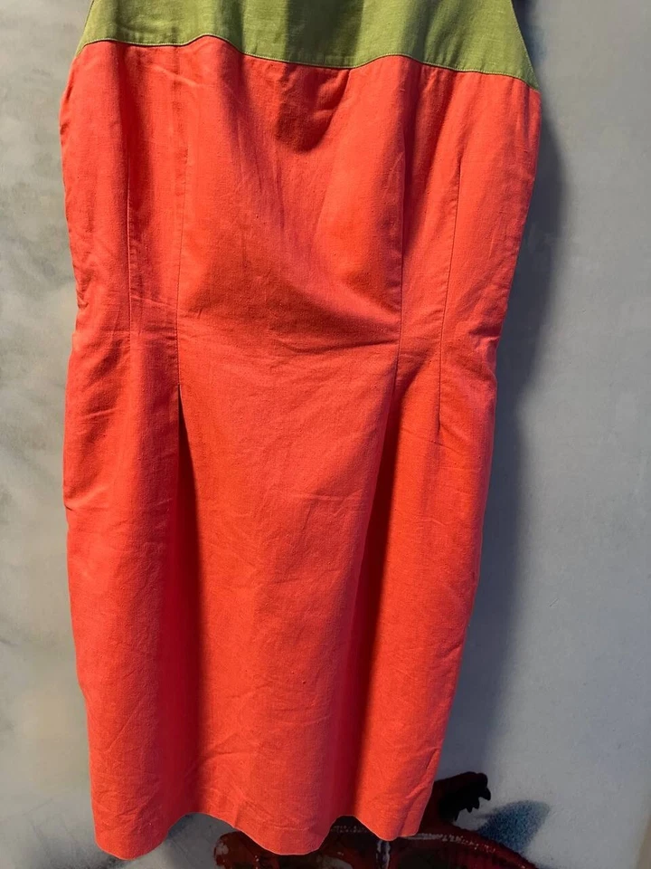 Vestido Laura Ashley Vintage Mescla de Linho – Vintage Feito em Hong Kong Tamanho 14 - Imagem 2 de 4