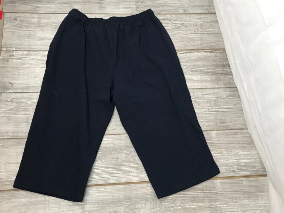 Pantalones cortos Karen Scott azul marino XL mezcla de algodón suave con cordón bolsillos laterales Foto 4 de 4