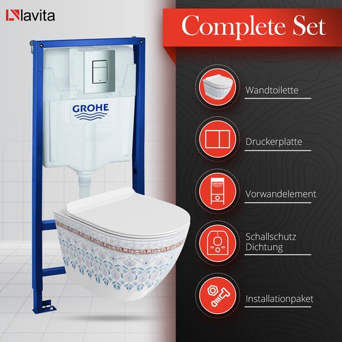 GROHE Vorwandelement Solido + Wand WC Sofi Slim Folklor + Knopf Set - Bild 16 von 29