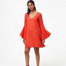 LOFT Womens Dress Size M Orange Swing Dress Bell Sleeve