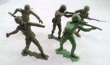 5 1963 Louis Marx 5" Green Plastic WWII US Military Soldiers USMC Marines USGI