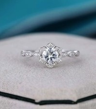 2 CT Round Cut Lab Created Diamond Halo Engagement Ring 14K White Gold Over