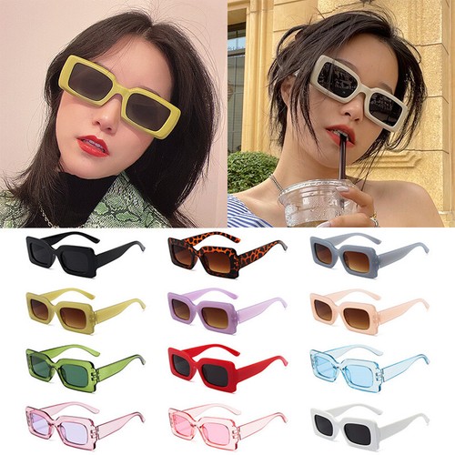 Femme Carré Lunettes de Soleil Rétro Nuances Gelée Couleurs Petit Cadre Modèle 》 - Photo 1/23